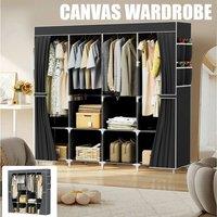 SPETLEK Canvas Wardrobe with Hanging Shelving Black | Size: 0.6m2