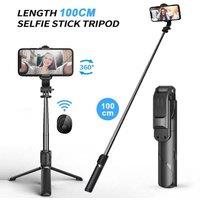NESTLUNE Bluetooth Selfie Stick Monopod Tripod with Fill Light & Remote in Black