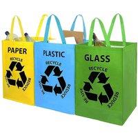 EONLION 3 Pcs Carry Bags Reusable Waste Bin in Blue | Size: 100 cm