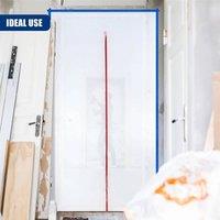 EONLION Door Dust Barrier Cover with Zip, Reusable Plastic Sheet in White | Size: 100 cm