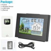 FLAVORA Wireless Weather Station Digital Thermometer Alarm Clock in Black | Size: 100 cm x 100 cm
