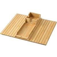 Levede Sofa Arm Tray Table 2 in 1 Bamboo Couch Armrest Organiser Cup Mug Hold in Natural