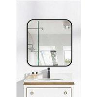 Living and Home Modern Square Wall Mirror With Aluminum Alloy Frame in Black