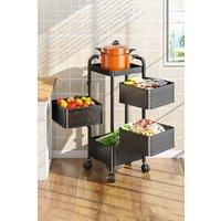 Living and Home 5-Tier Rotating Storage Rack Detachable Trolley Cart Kitchen Vegetable Fruit Organizer with Wheels in Black