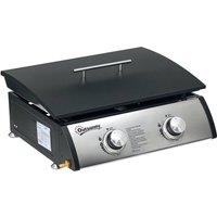 Rolipo 2 Burner Tabletop Gas Plancha Grill 5kW Non-Stick in Black