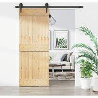 Berkfield Home Sliding Door with Hardware Set 80x210 cm Solid Wood Pine in Brown