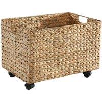 CALICOSY Water Hyacinth Toy Chest On Wheels - 50 Cm Long in Beige