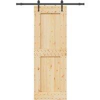 Berkfield Home Sliding Door with Hardware Set 80x210 cm Solid Wood Pine in Brown