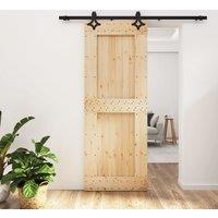 Berkfield Home Sliding Door with Hardware Set 80x210 cm Solid Wood Pine in Brown