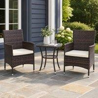 STILVORA Bistro Set 3-Piece with Cushions brown rattan look