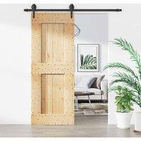 Berkfield Home Sliding Door with Hardware Set 80x210 cm Solid Wood Pine in Brown