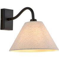 Netlighting Knole Wall Lamp with Shade Matt Black & Natural Faux Linen E14
