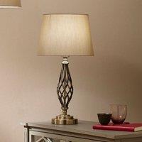 Ruma Swirl Twist Base Table Lamp With Champagne Polysilk Shade in Gold