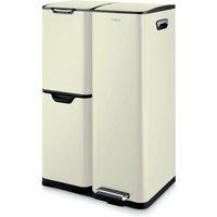 Tower Recycling Pedal Bin, Three Individual Compartments with Removable Inner Buckets, Carbon Steel Body, 60L, Forest Green in Beige | Size: A