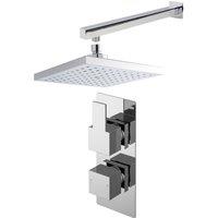 Balterley Ripple Concealed Square Twin Valve Arm Head Shower Bundle Chrome in Silver