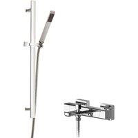 Balterley Wall Mount Thermostatic Bath Shower Mixer Tap Slide Rail Kit Chrome in Silver