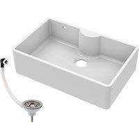 Balterley 1 Bowl Fireclay Butler Sink Tap Ledge Overflow Waste 795x500x220mm in White