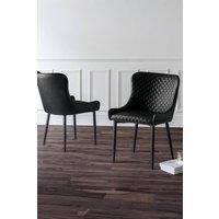 Julian Bowen Luxe Diamond Quilted Upholstered Dining Chair (Set of 2) in Black