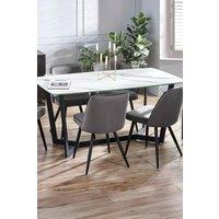 Julian Bowen Olympus Rectangular Glass Top 4-6 Dining Table in White
