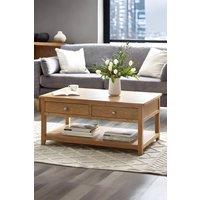 Julian Bowen Mallory 2 Drawer Coffee Table with Shelf in Light Oak