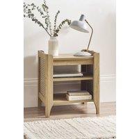 Julian Bowen Sydney Rattan Print Side Table with Removable Shelf in Light Oak