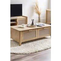Julian Bowen Sydney Rattan Print 2 Drawer Coffee Table in Light Oak