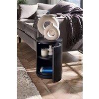 Julian Bowen Louis Fluted Round Side Table with Cupboard in Black