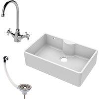 Balterley Fireclay 1 Bowl Butler Sink Overflow Tap Waste 795mm in White