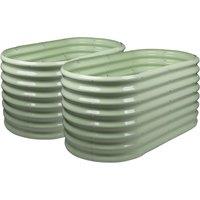 Harbour Housewares Raised Garden Beds - 2x Rounded Bottomless Galvanised Steel Planter 120 x 60 x 60cm in Green | Size: 120 x 60 x 60 cm