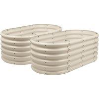 Harbour Housewares Raised Garden Beds - 2x Rounded Bottomless Galvanised Steel Planter 120 x 60 x 45cm in Ivory | Size: 120 x 60 x 45 cm