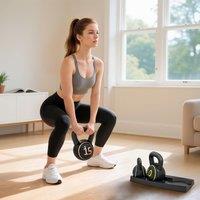SPORTNOW Set of Three Kettlebell Weights with Storage Tray, 5lbs, 10lbs, 15lbs in Black | Size: 18