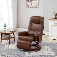 HOMCOM Ergonomic Office Recliner Sofa Chair PU Leather Armchair Lounger in Brown