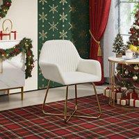 HOMCOM Modern Accent Chair Velvet-Touch Upholstered Armchair Cream White | Size: Small