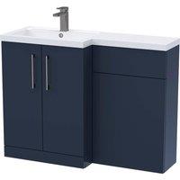 Balterley Left-Hand Vanity & WC Unit Combination, Brushed Pewter, 1100mm in Blue