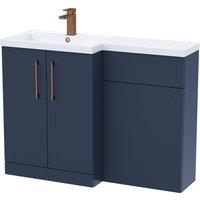 Balterley Left-Hand Vanity & WC Unit Combination, Brushed Bronze, 1100mm in Blue