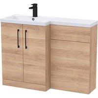 Balterley Left-Hand Vanity & WC Unit Combination, Woodgrain Light Oak, 1100mm in Brown