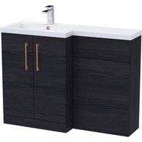 Balterley Left-Hand Vanity & WC Unit Combination, Woodgrain Black, 1100mm in Black