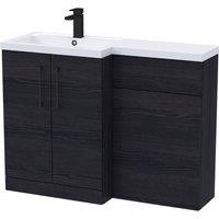 Balterley Left-Hand Vanity & WC Unit Combination, Woodgrain Black, 1100mm in Black