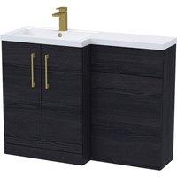 Balterley Left-Hand Vanity & WC Unit Combination, Woodgrain Black, 1100mm in Black