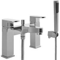 Balterley Modern Soft Square Deck Mounted Bath Shower Mixer Tap, Chrome in Silver