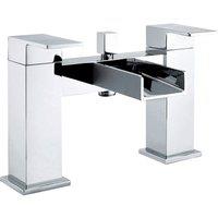 Balterley Deck Mounted Square Waterfall Spout Bath Shower Mixer Tap, Chrome in Silver