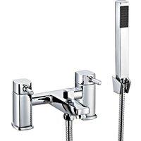Balterley Contemporary Soft Square Deck Mounted Bath Shower Mixer Tap, Chrome in Silver