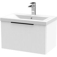 Balterley Fluted Front Wall Hung 1 Drawer Vanity Basin Unit, Satin White, 600mm in White