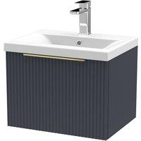 Balterley Front Wall Hung Single Drawer Vanity Basin Unit, Dark Grey, 500mm in Grey
