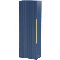 Balterley Front Wall Hung Single Door Tall Storage Unit, Brushed Brass, 400mm in Blue