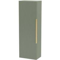 Balterley Front Wall Hung Single Door Tall Storage Unit, Brushed Brass, 400mm in Green