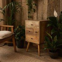 Wyld Haus Pitigliano Nordic 4 Drawer Mango Wood Bedside Table in Brown