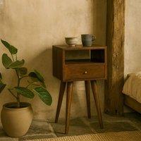 Wyld Haus Olbia Mini Chestnut Mango Wood Bedside Table with Drawer in Brown
