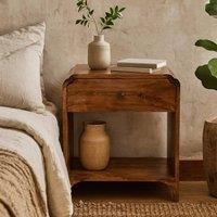Wyld Haus Lanta Mango Wood Scalloped Bedside Table with Drawer in Brown
