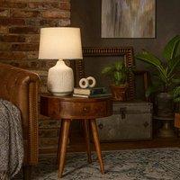 Wyld Haus Collioure Chestnut Mango Wood Semi Circle Bedside Table with Drawer in Brown